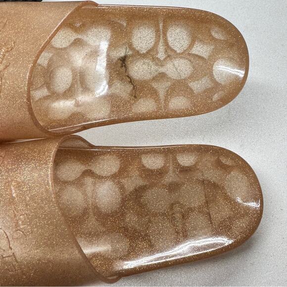 Coach Pink Champagne Jelly Slides Women’s 5 Flat Sandals Beach Pool Vacation - Picture 4 of 8